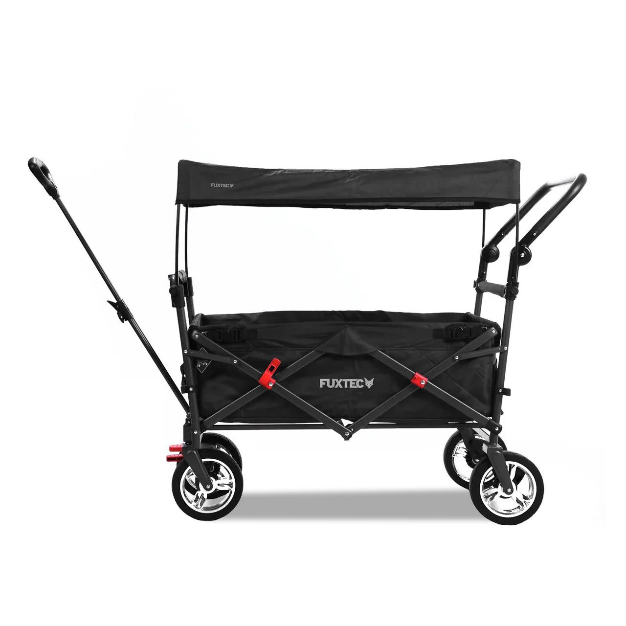 Carrello manuale FUXTEC FX-CT700 con tettuccio parasole protetto dai raggi UV e maniglia di spinta supplementare