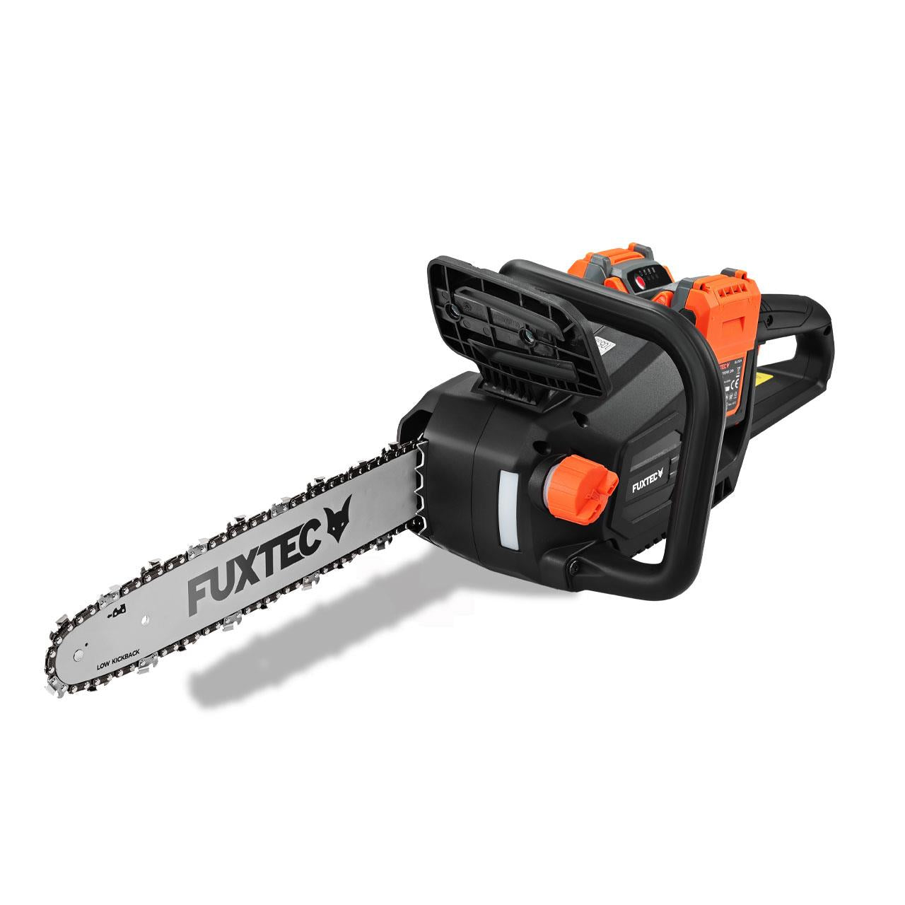 Motosega a batteria 2x20V FX-E2KS SET – Lunghezza di Taglio 35 cm, 4,2 kg, Velocità Catena 15 m/s, con 2 Batterie da 2Ah e Caricatore Doppio Incluso
