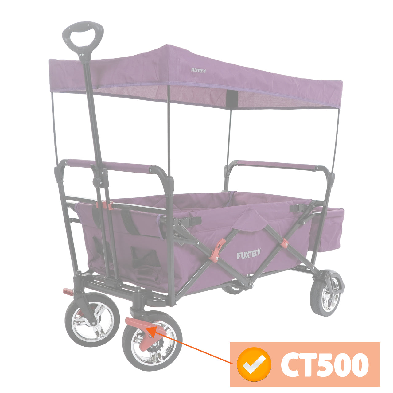 Supporto ruota per carrelli pieghevoli incluso freno NERO CT500 sinistra/ CT700 e CT800 destra