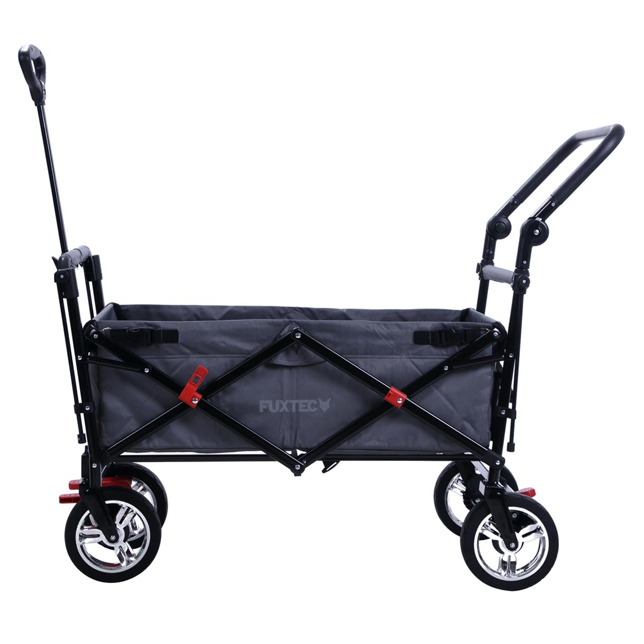 Carrello manuale FUXTEC FX-CT700 con tettuccio parasole protetto dai raggi UV e maniglia di spinta supplementare