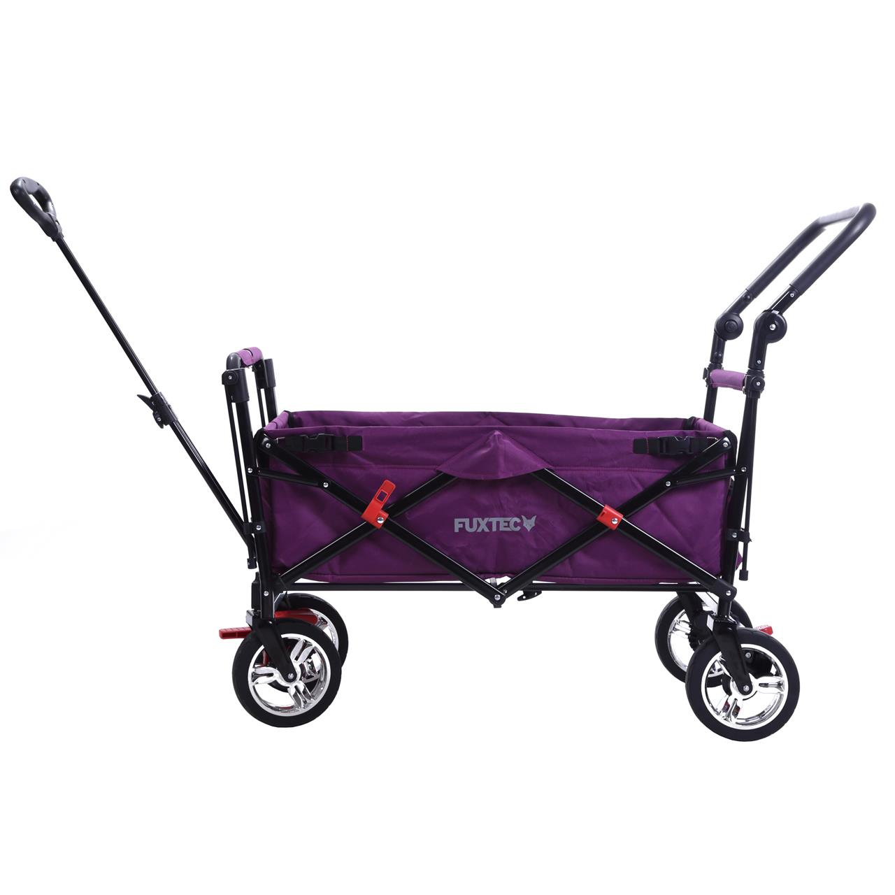 Carrello manuale FUXTEC FX-CT700 con tettuccio parasole protetto dai raggi UV e maniglia di spinta supplementare