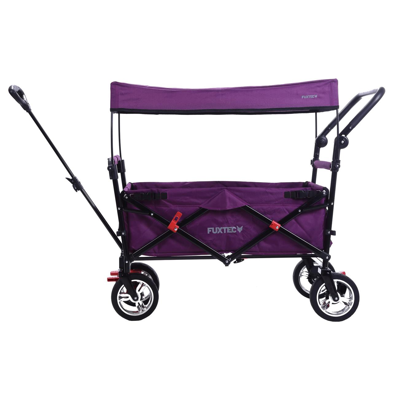Carrello manuale FUXTEC FX-CT700 con tettuccio parasole protetto dai raggi UV e maniglia di spinta supplementare