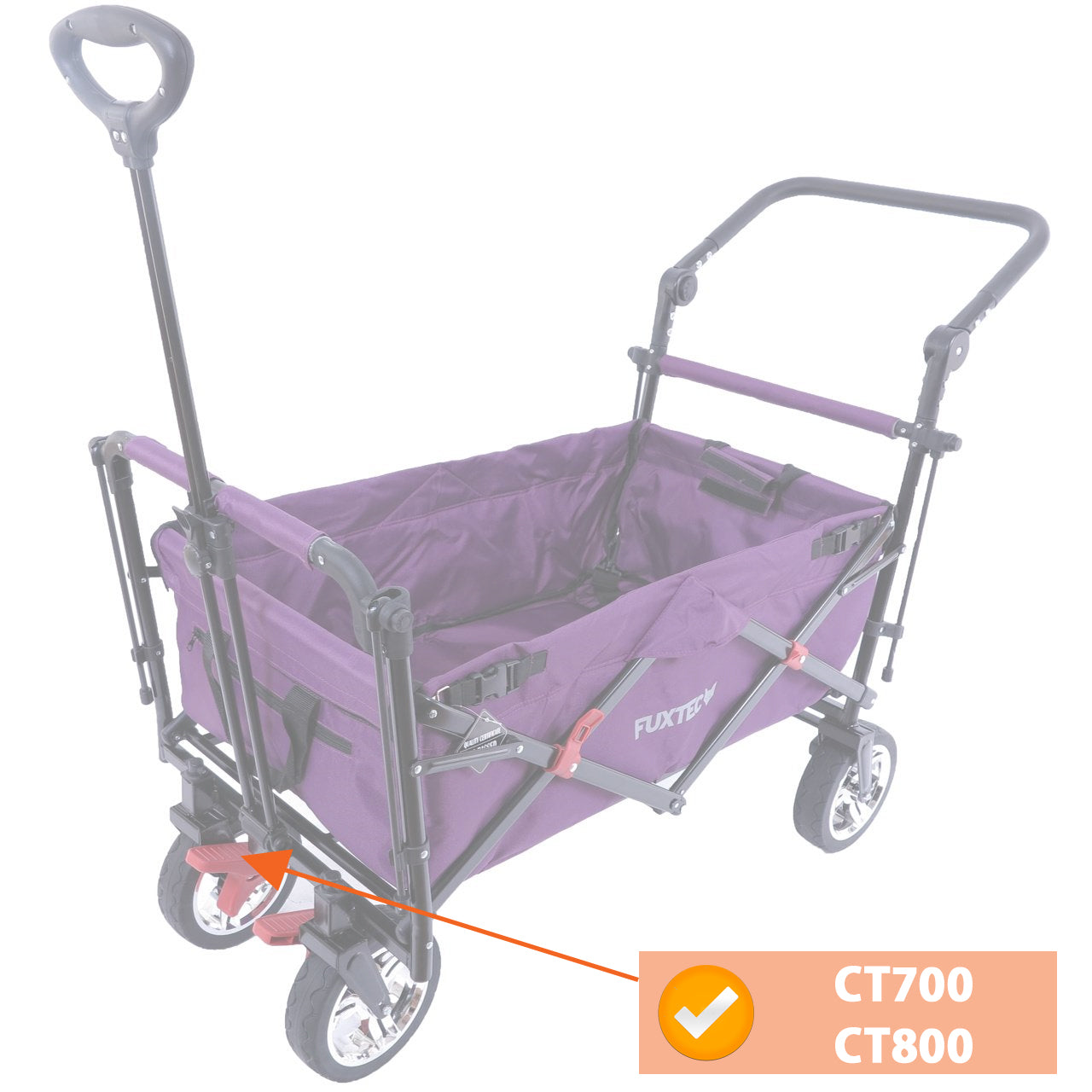 Supporto ruota per carrelli pieghevoli incluso freno NERO CT500 sinistra/ CT700 e CT800 destra