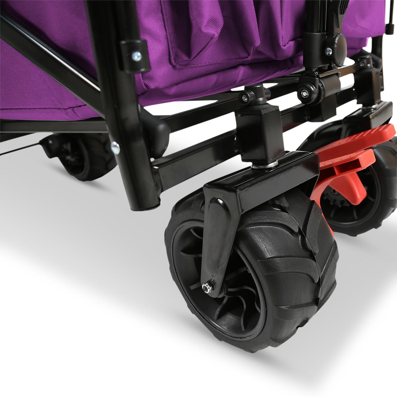 Carrello da spiaggia pieghevole FUXTEC FX-CTB800 con tettuccio parasole protetto dai raggi UV, maniglia di spinta e prolungamento interno