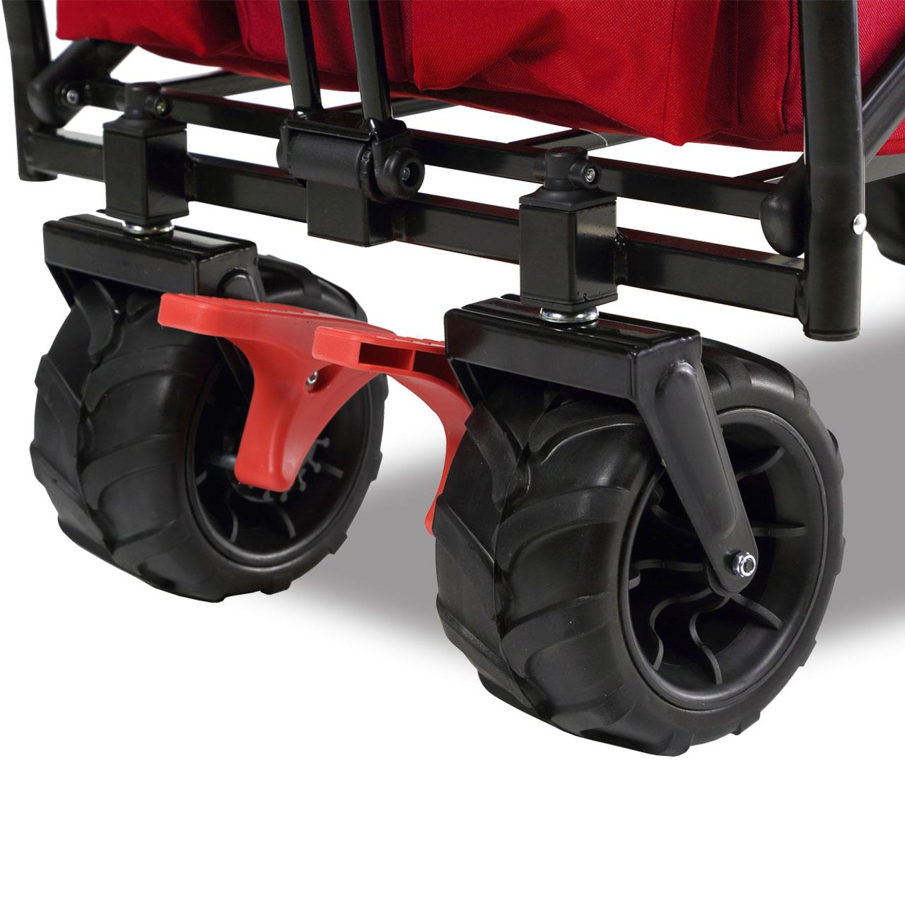 Carrello da spiaggia pieghevole FUXTEC FX-CTB800 con tettuccio parasole protetto dai raggi UV, maniglia di spinta e prolungamento interno