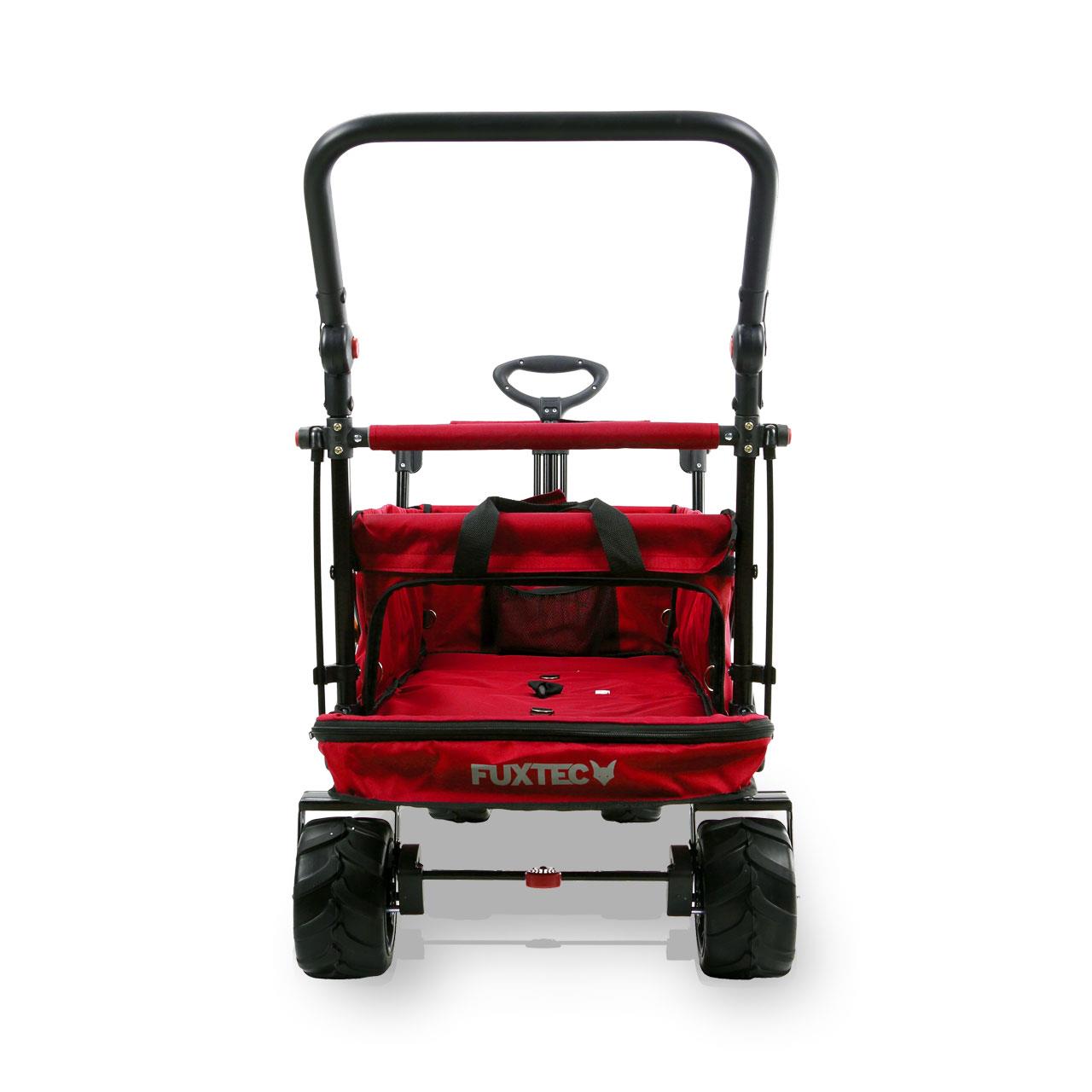 Carrello da spiaggia pieghevole FUXTEC FX-CTB800 con tettuccio parasole protetto dai raggi UV, maniglia di spinta e prolungamento interno