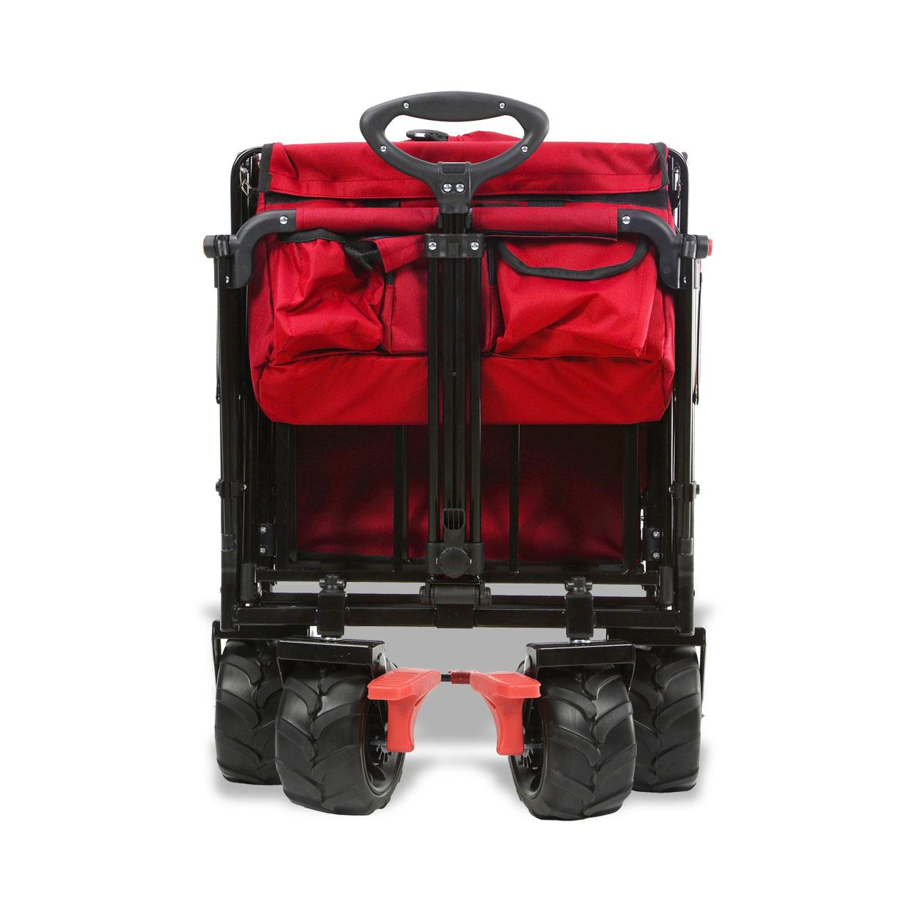 Carrello da spiaggia pieghevole FUXTEC FX-CTB800 con tettuccio parasole protetto dai raggi UV, maniglia di spinta e prolungamento interno