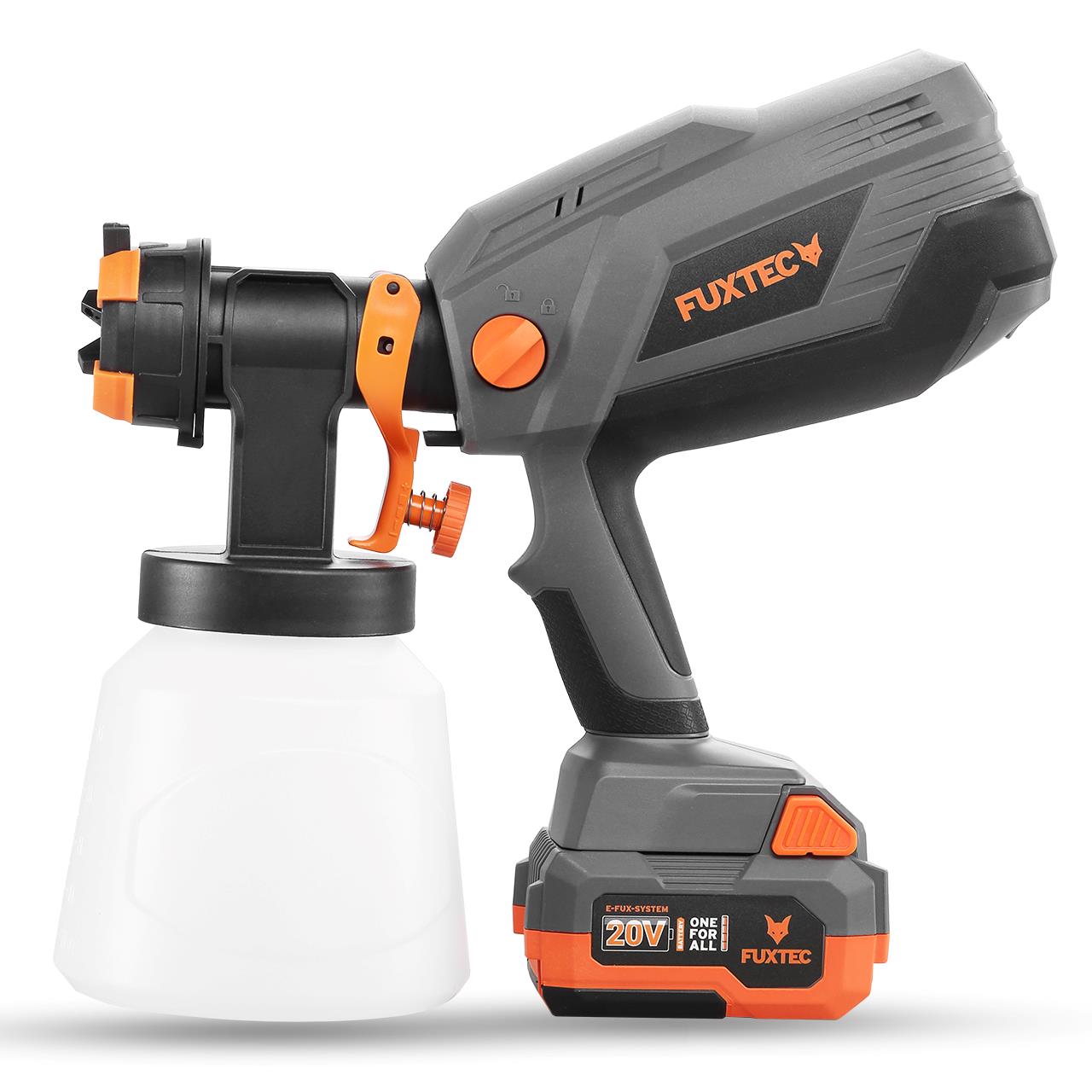 Pistola a spuzzo a batteria FUXTEC 20V FX-E1CSP20 SET spruzzatore per vernici con batteria 4Ah e caricatore 1A