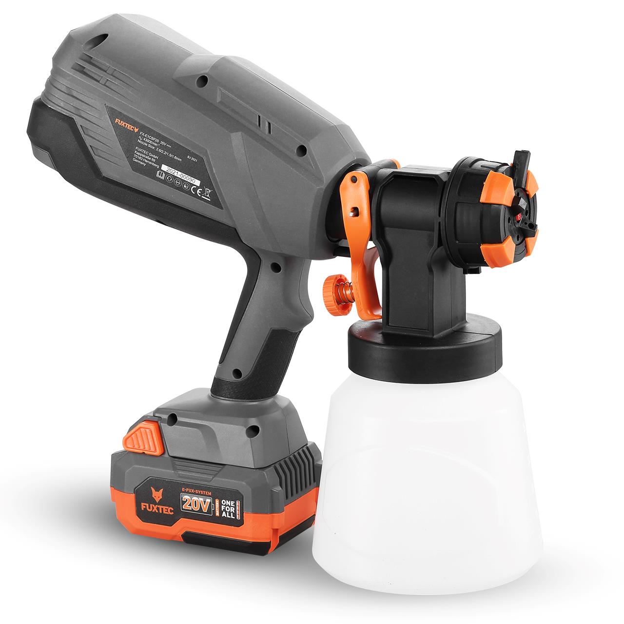 Pistola a spuzzo a batteria FUXTEC 20V FX-E1CSP20 SET spruzzatore per vernici con batteria 4Ah e caricatore 1A