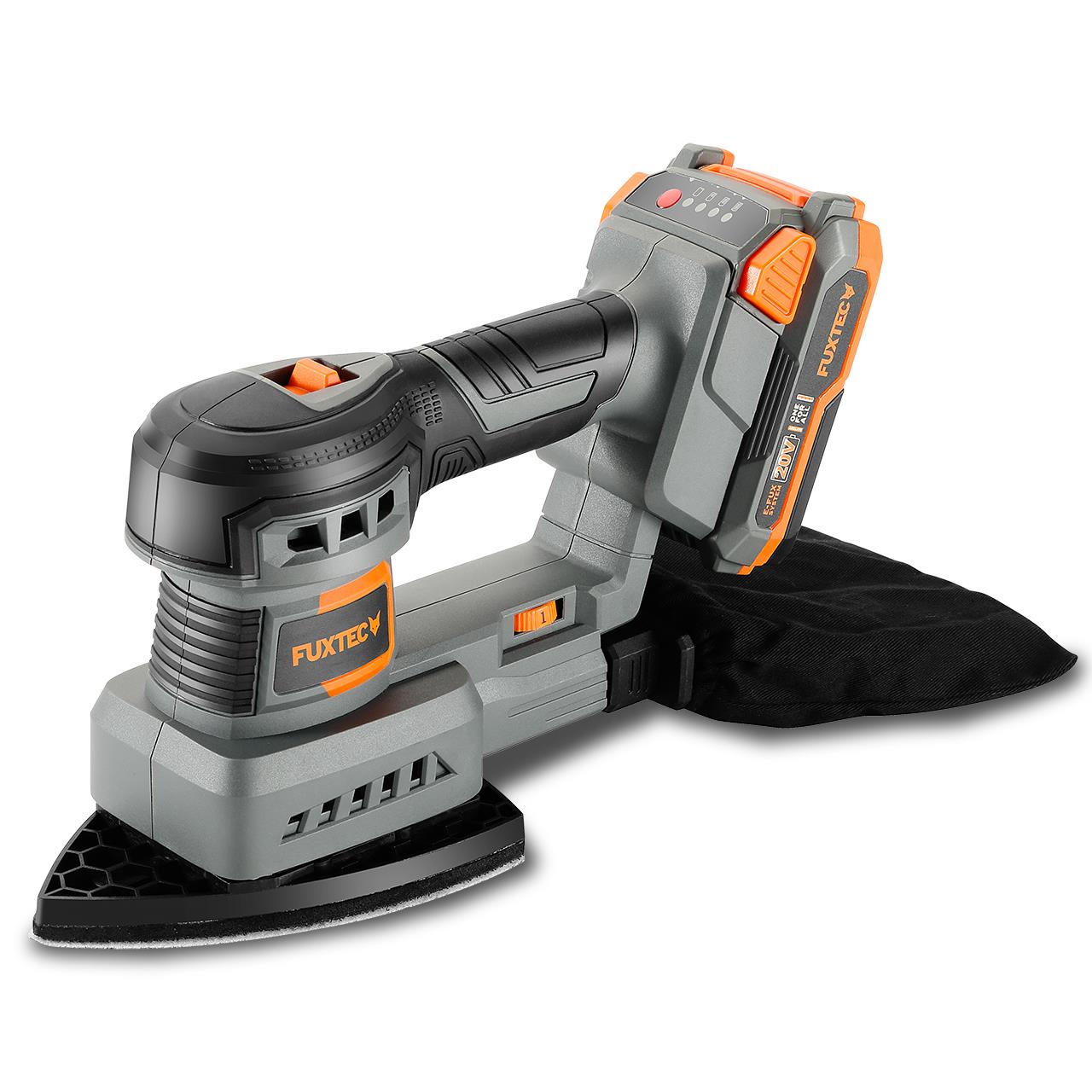 Levigatrice orbitale a batteria 20V FUXTEC FX-E1MS20 SET con batteria 2ah e caricatore 1A