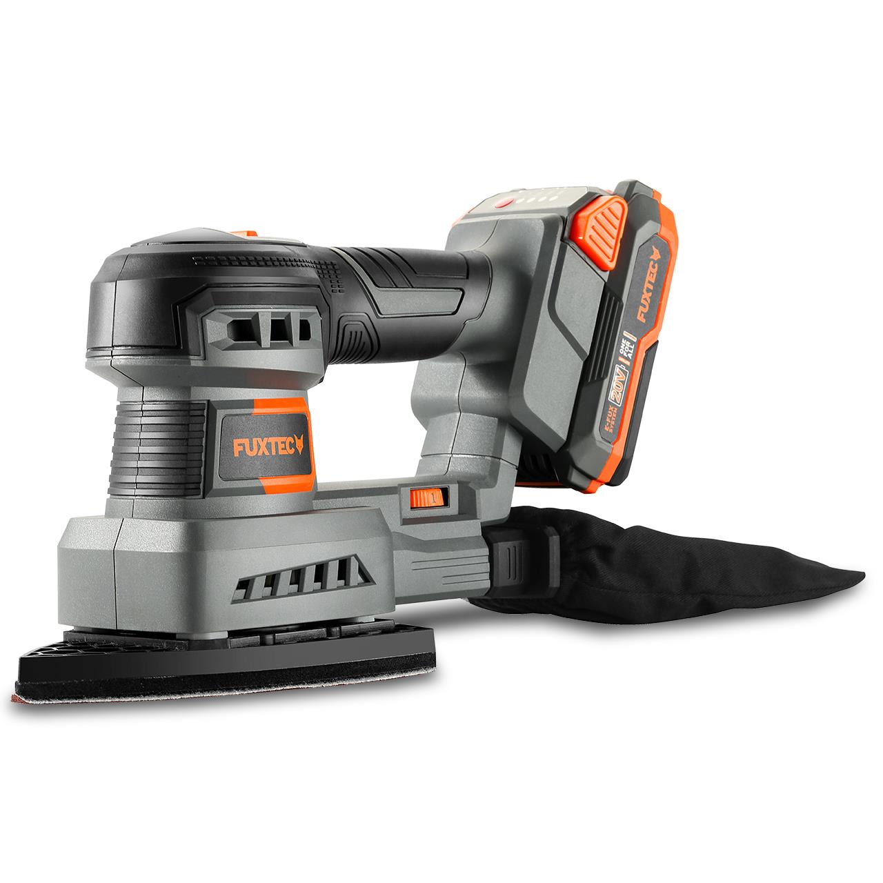 Levigatrice orbitale a batteria 20V FUXTEC FX-E1MS20 SET con batteria 2ah e caricatore 1A