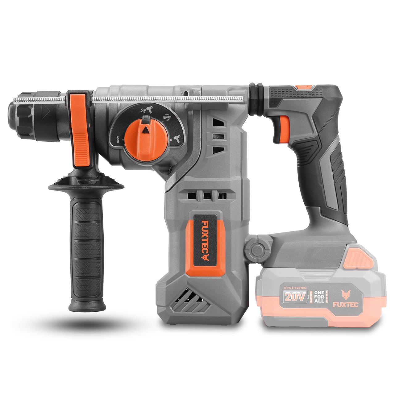 Set di attrezzi elettrici con batteria da 20V, che include una seghetto alternativo, un trapano avvitatore e un tassellatore