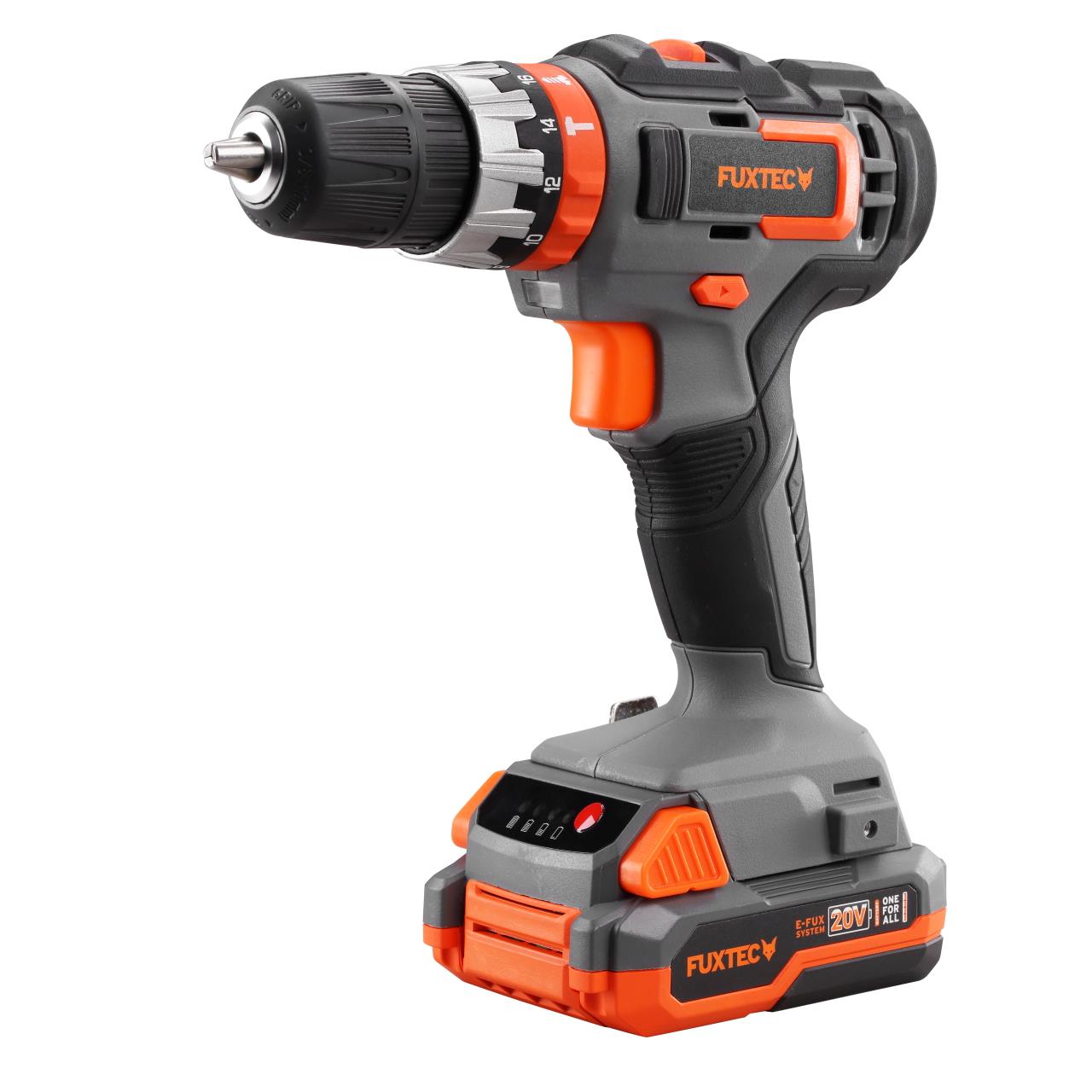 Trapano / avvitatore a percussione a batteria 20V FX-E1SBS20 FUXTEC-set con 2x batterie 2Ah e caricatore 1A