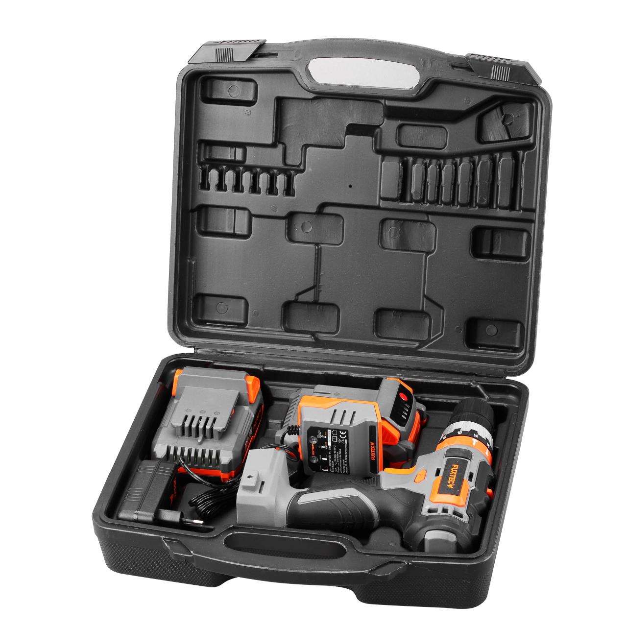 Trapano / avvitatore a percussione a batteria 20V FX-E1SBS20 FUXTEC-set con 2x batterie 2Ah e caricatore 1A