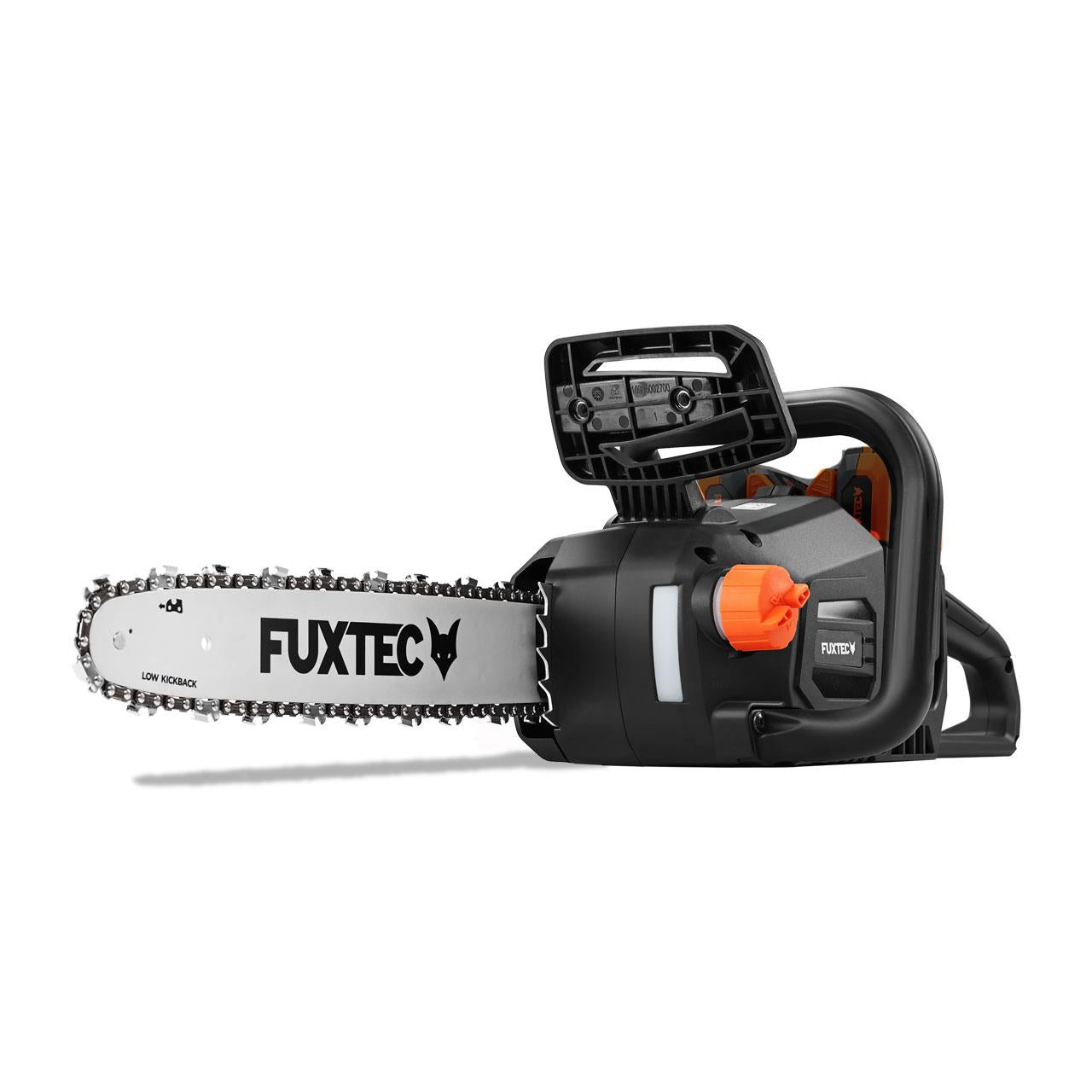 Motosega a batteria 2x20V FX-E2KS SOLO– Lunghezza di Taglio 35 cm, 4,2 kg, Velocità della Catena 15 m/s, Senza Batteria né Caricatore