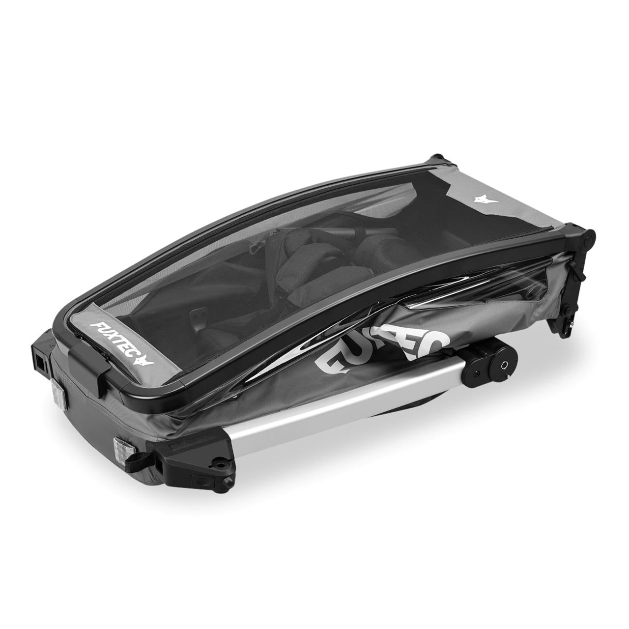 FUXTEC Fahrradanhänger FX-FA1S grau mit Joggerrad