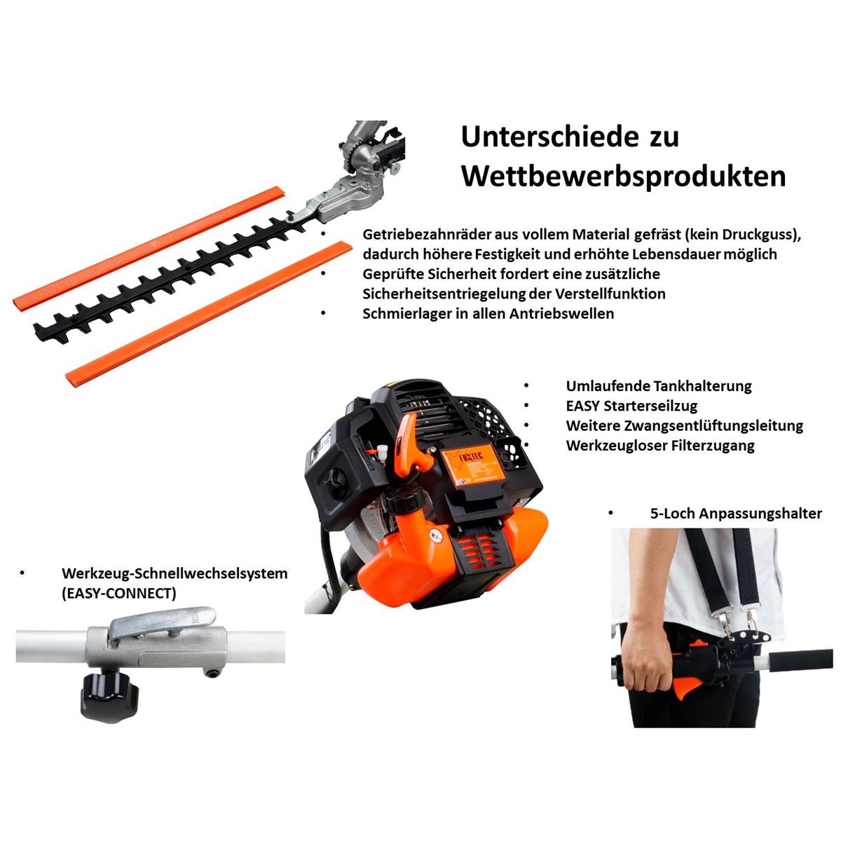 Decespugliatore a scoppio multifunzione 5in1 52cc 2 tempi a miscela di benzina MT252ER