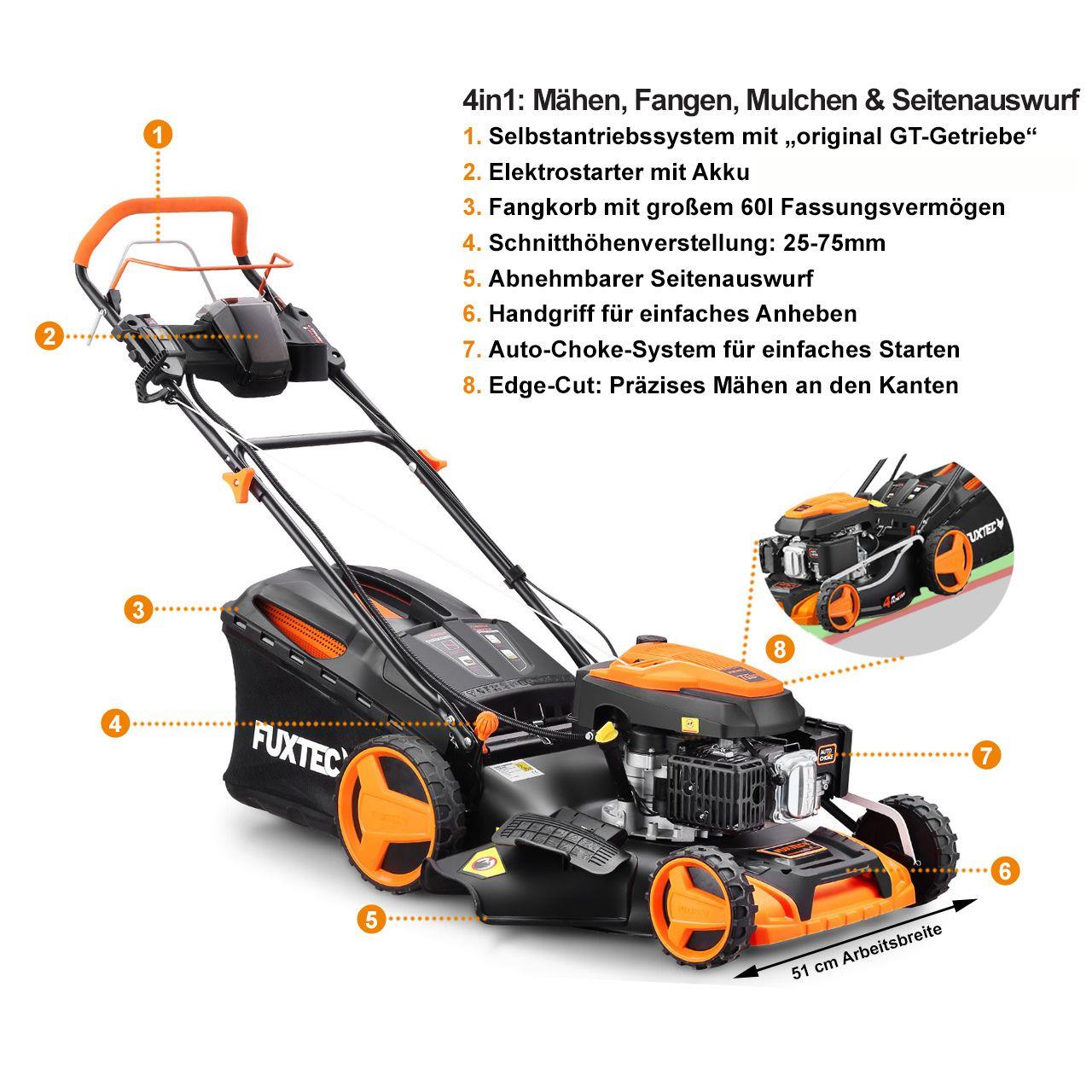 Bild 1 Benzin Rasenmäher E-Start FX-RM5196eS mit zipgo®
