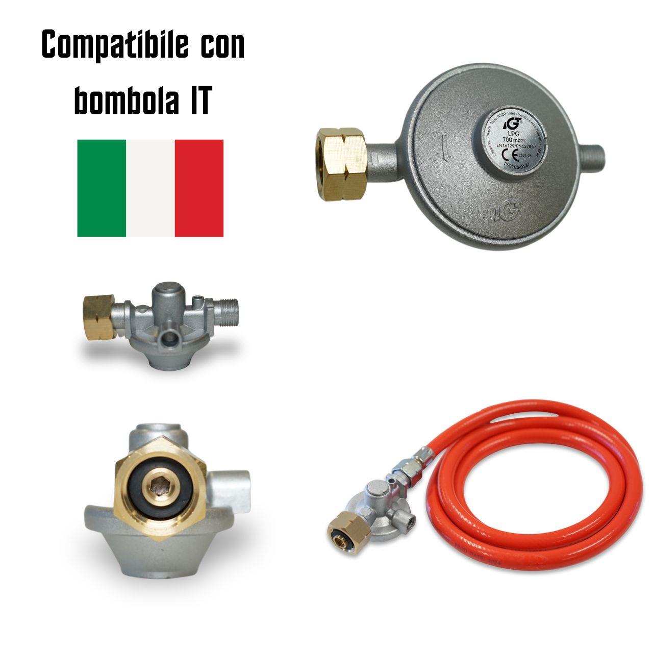 Generatore di calore a gas FUXTEC GH10 - 10 kW di potenza termica, 300 mÂł/h di portata d'aria calda - adattatore italiano incluso
