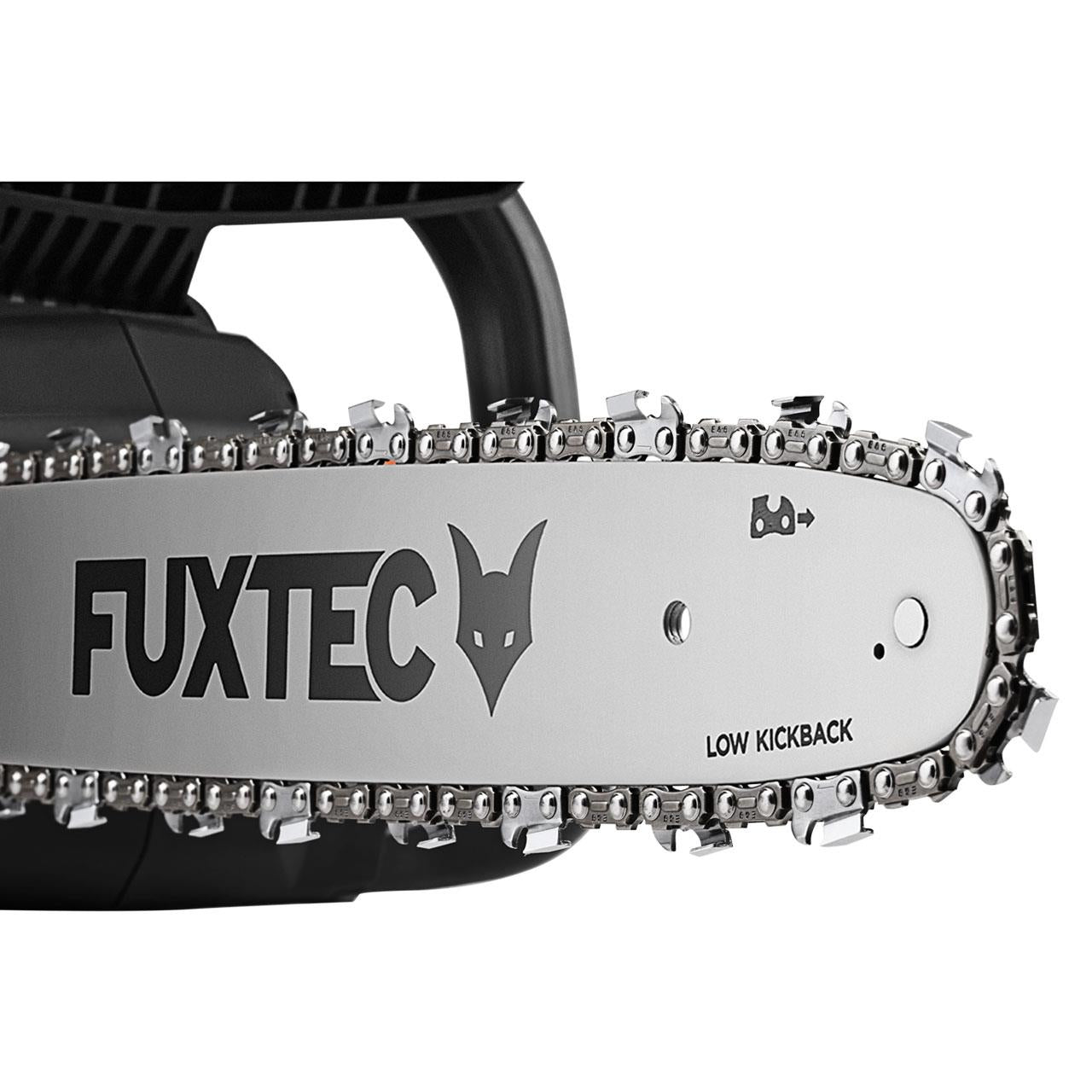 Motosega a batteria 2x20V FX-E2KS SET – Lunghezza di Taglio 35 cm, 4,2 kg, Velocità Catena 15 m/s, con 2 Batterie da 2Ah e Caricatore Doppio Incluso