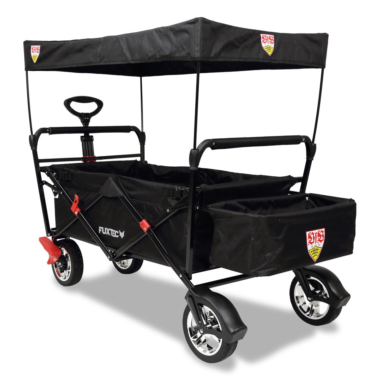 Carrello pieghevole Bollerwagen FUXTEC FX-CT500 con tettuccio apribile Nero VfB STUTTGART