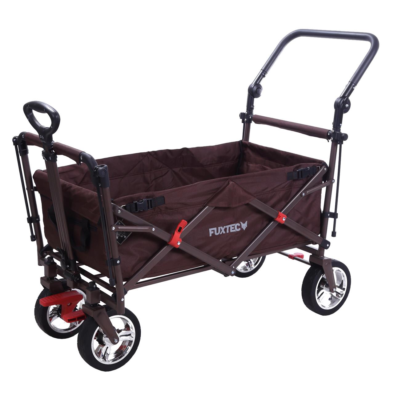 Carrello pieghevole da giardino  FUXTEC CT-700 con tettuccio apribile MARRONE