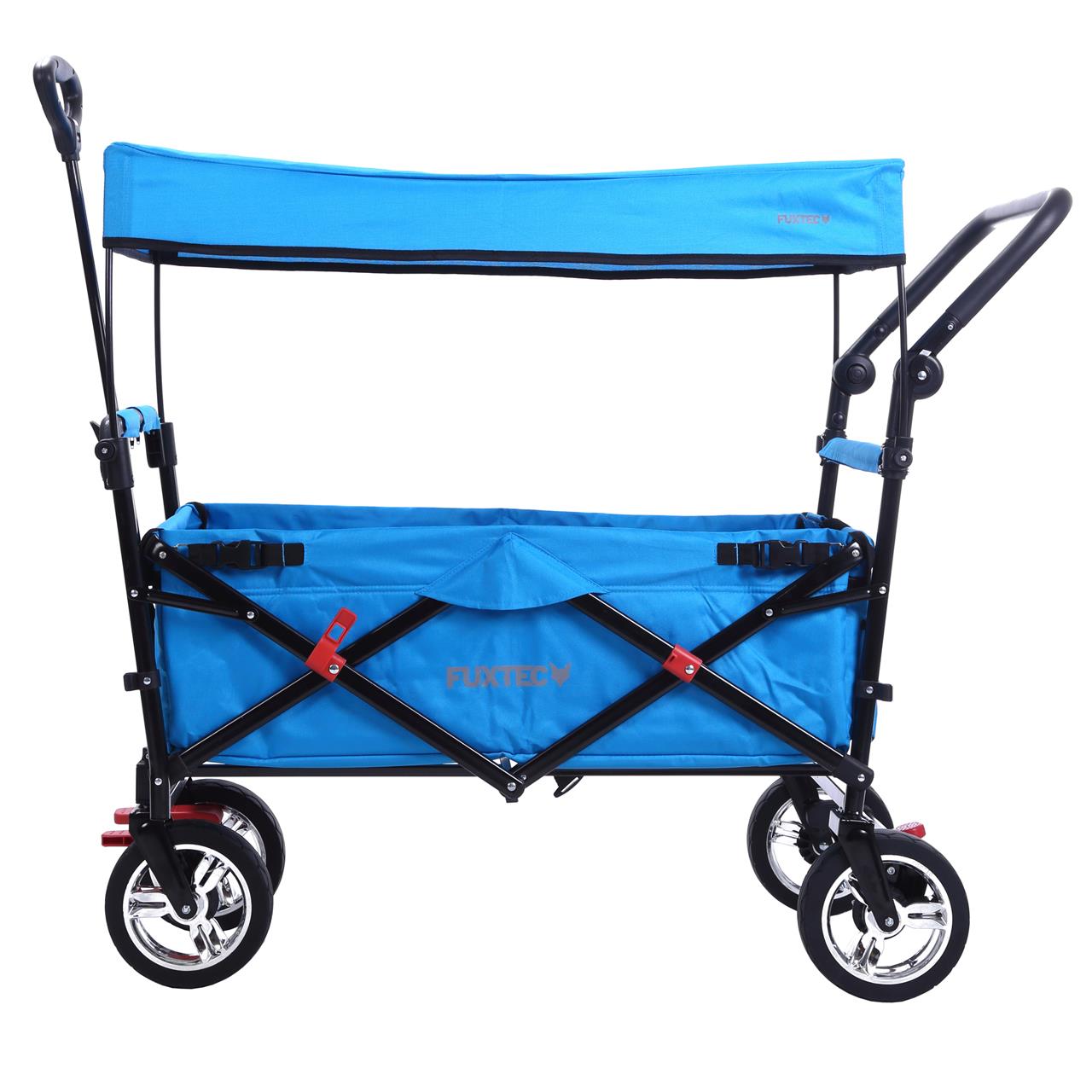 Carrello manuale FUXTEC FX-CT700 con tettuccio parasole protetto dai raggi UV e maniglia di spinta supplementare
