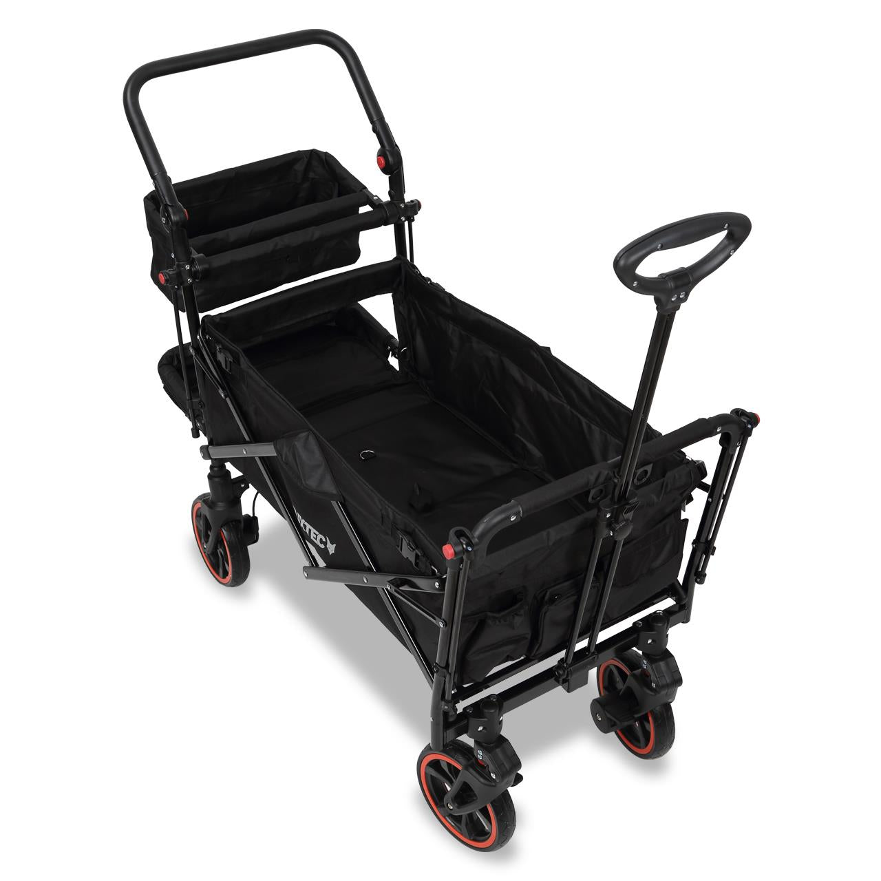 Fuxtec carrello pieghevole premium per trasporto dei bambini con tettuccio CT850 Nero Edizione "VFB Stoccarda"