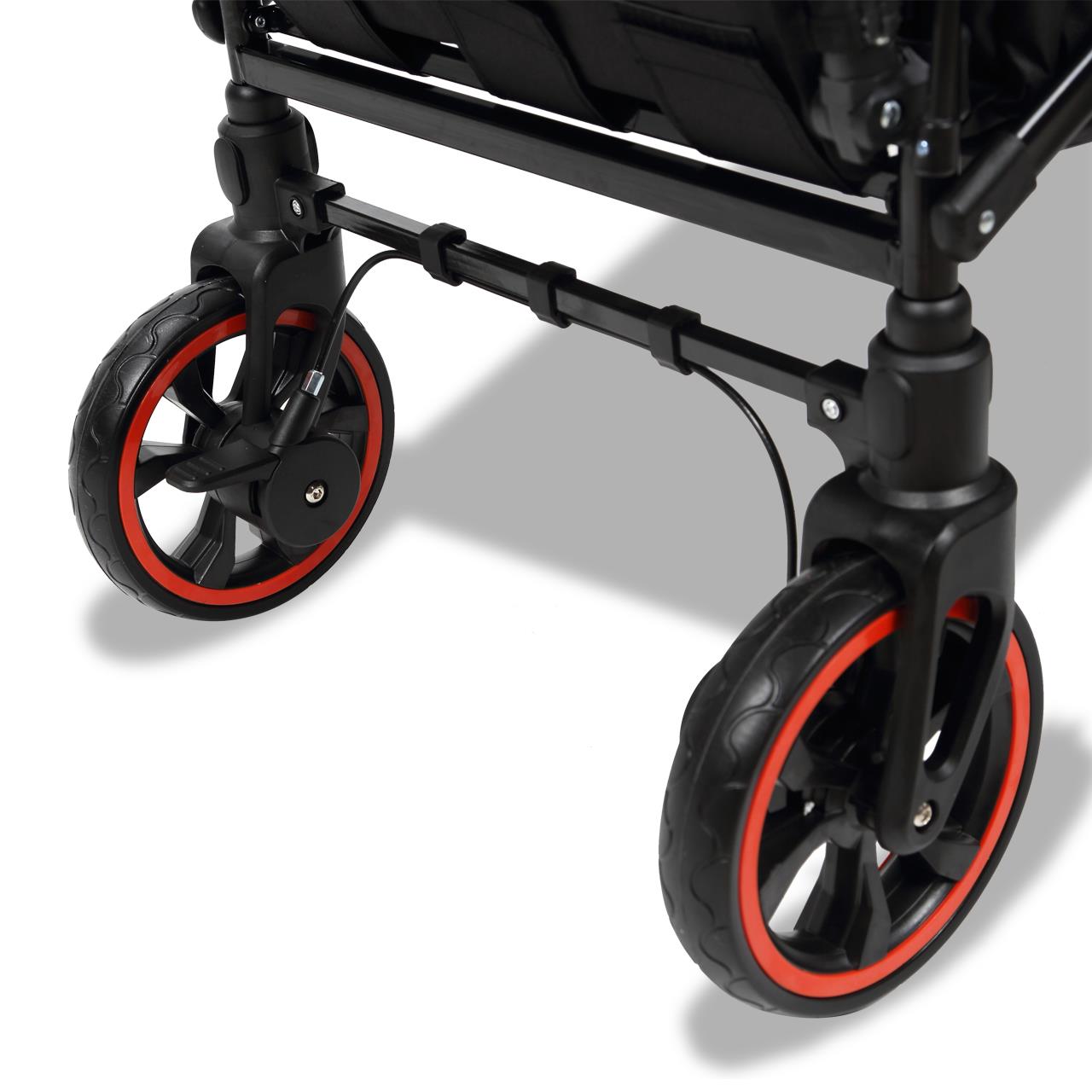 Fuxtec carrello pieghevole premium per trasporto dei bambini con tettuccio CT850 Nero Edizione "VFB Stoccarda"