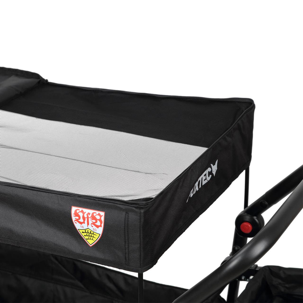 Fuxtec carrello pieghevole premium per trasporto dei bambini con tettuccio CT850 Nero Edizione "VFB Stoccarda"