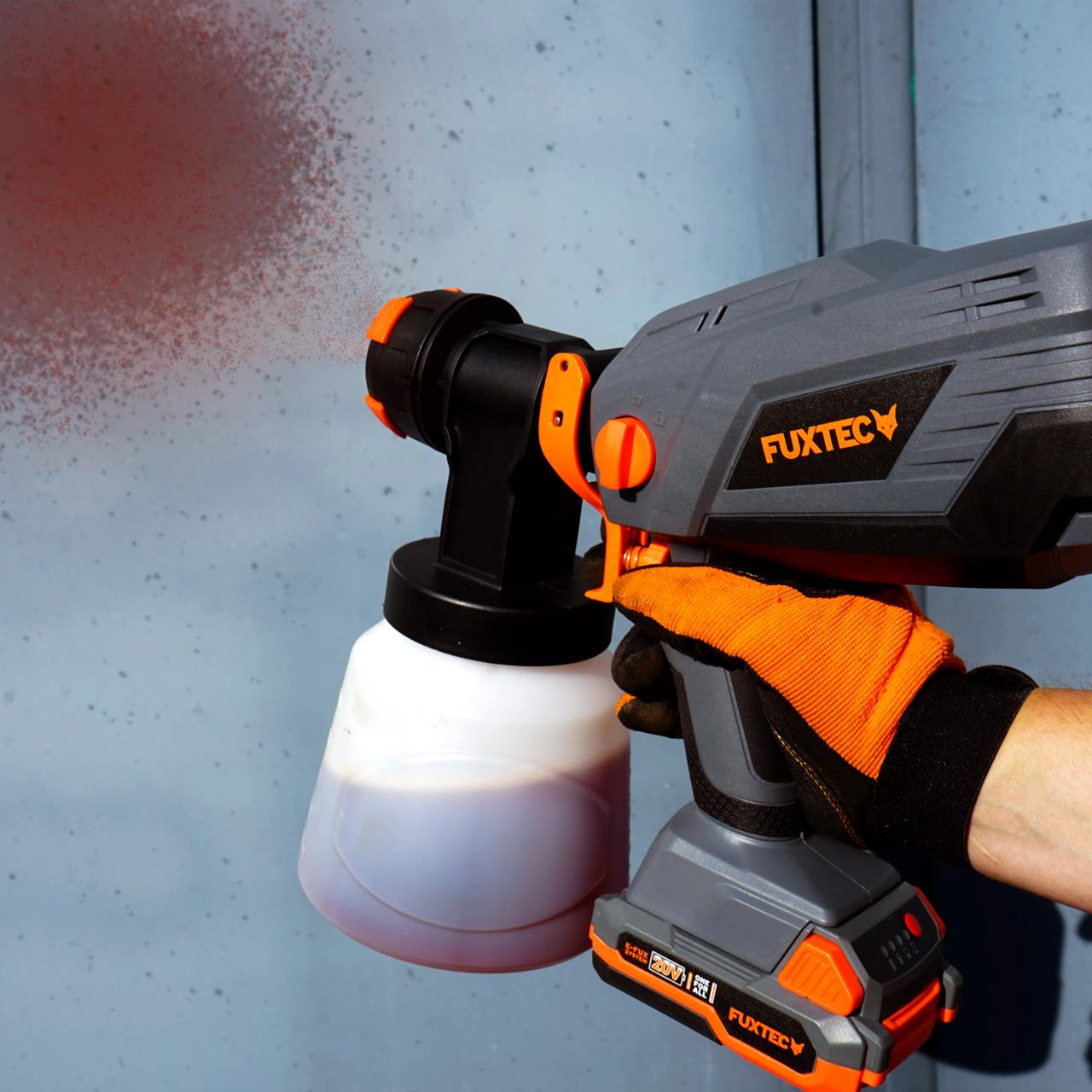 Pistola a spuzzo a batteria FUXTEC 20V FX-E1CSP20 SOLO spruzzatore per vernici Senza batteria e caricatore
