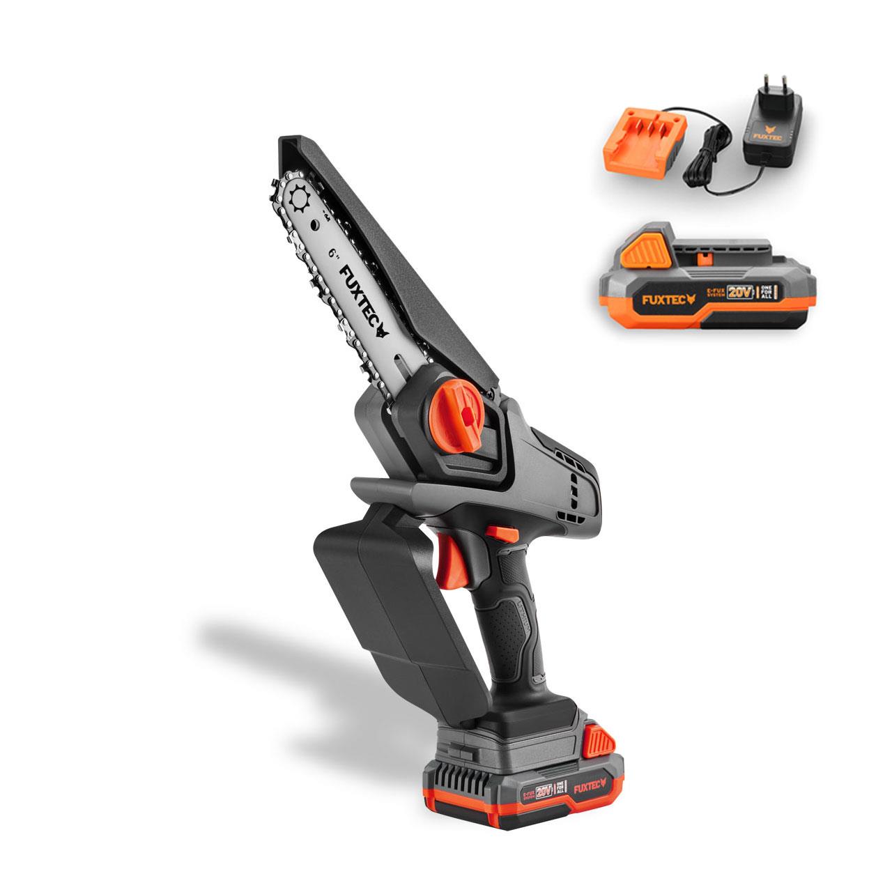 Set Mini motosega / potatore a Batteria FUXTEC 20V E1HAS20SET con Batteria e caricatore