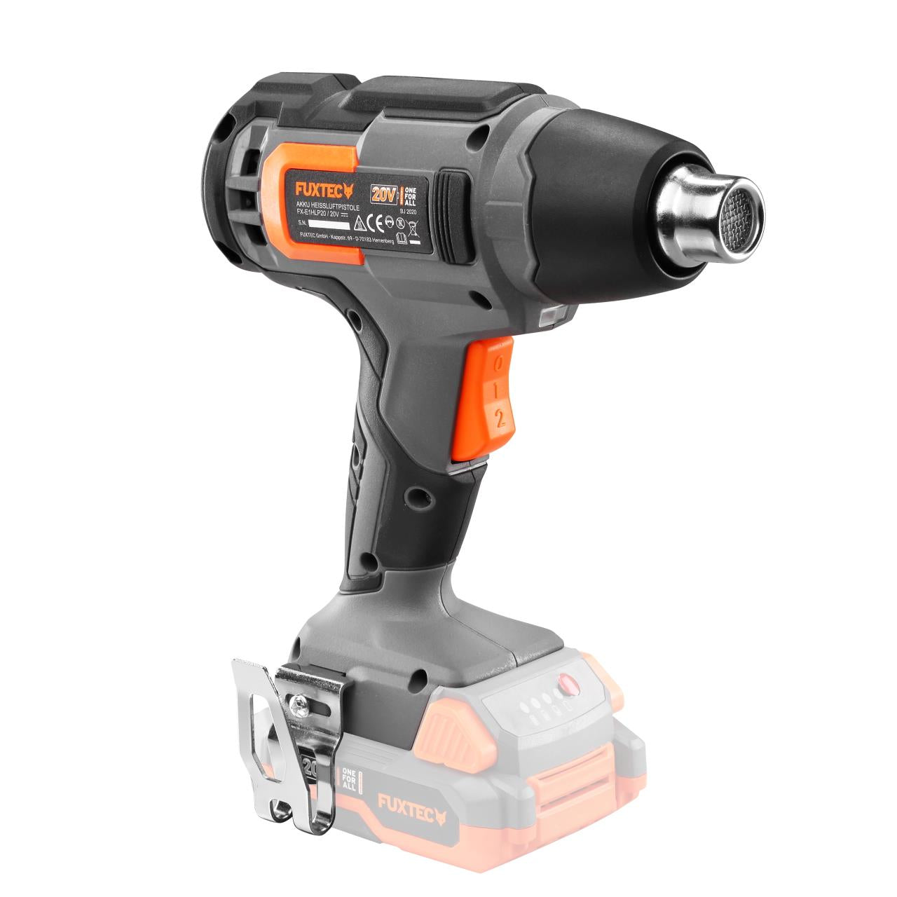 Pistola termica a batteria 20V - Kit FUXTEC E1HLP20 incl. batteria (2Ah) e caricabatterie (2,4A)