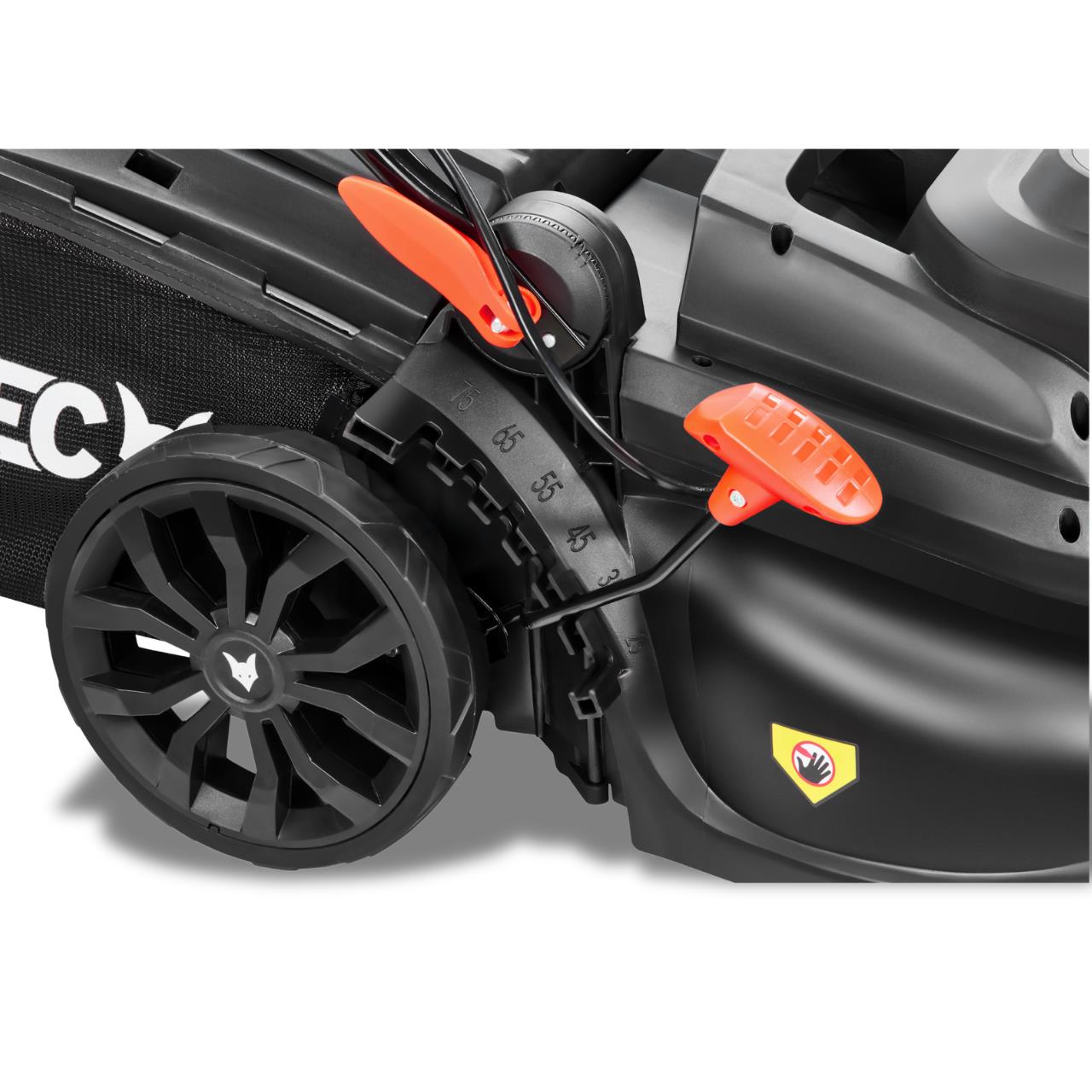 FUXTEC Tagliaerba elettrico RME43  motore da 1200W, taglio 43cm, regolazione taglio 25-75mm, cesto 45L