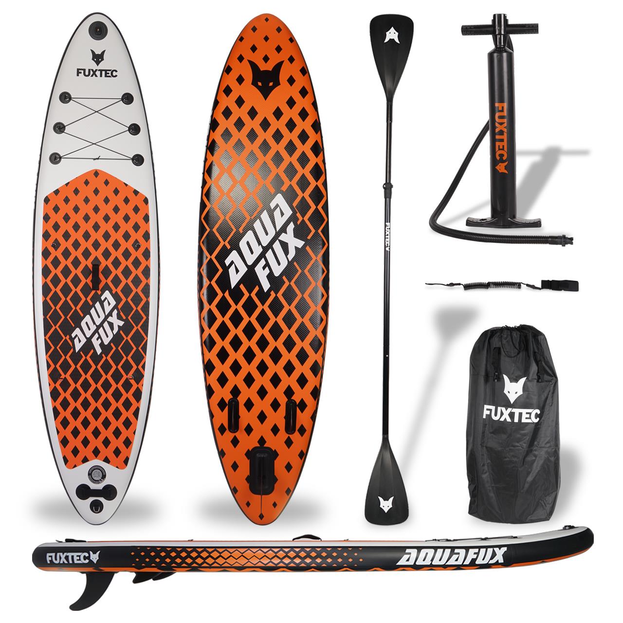 Tavola Stand Up Paddle, SUP Board FUXTEC SUP320Eco Tavola Nera e bianca.